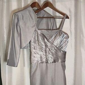 Midi/Maxi Silver Sleeveless Formal with Bolero Jacket - Both Size 14